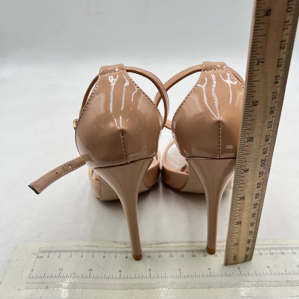 FSJ Nude Peep Toe T-strap High Heeled Sandals Ankle Strap Spring Summer Shoes - Picture 5 of 8